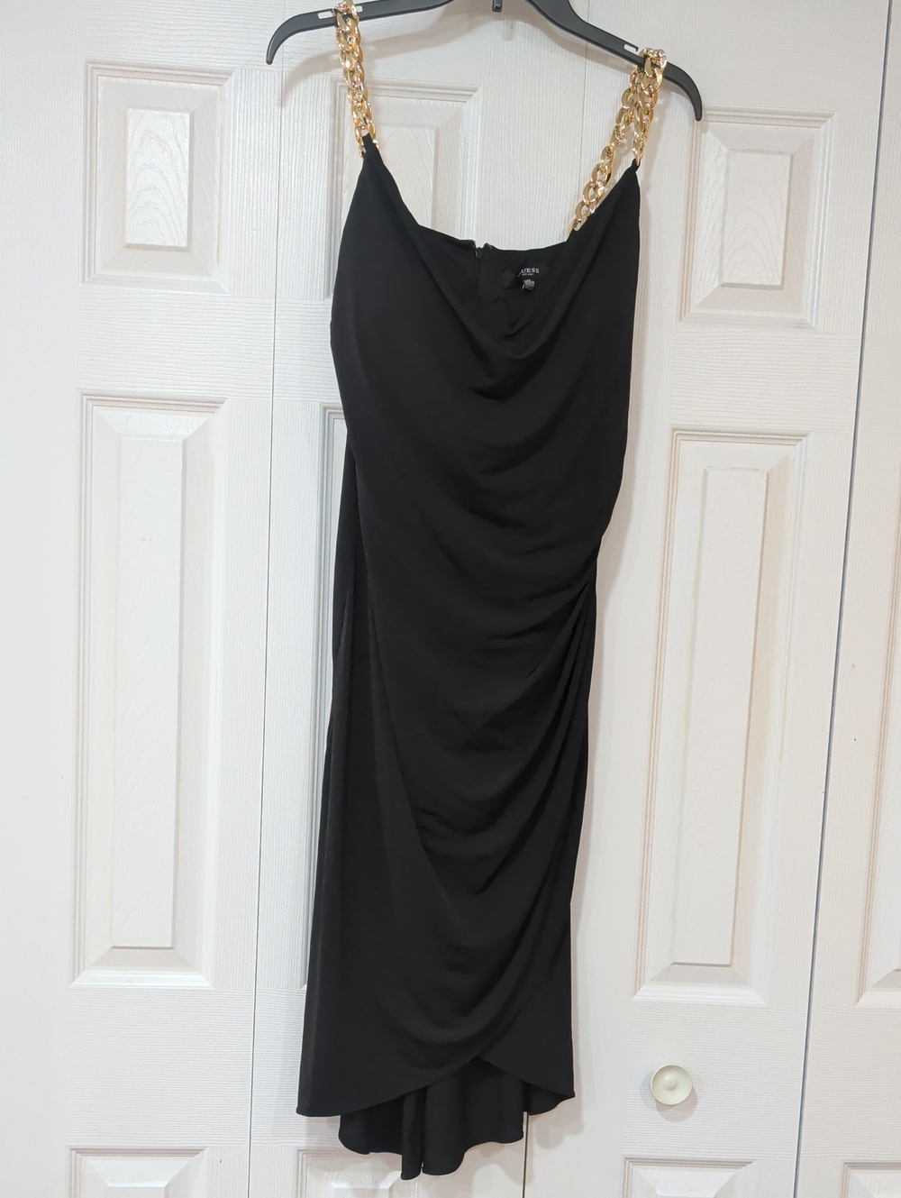 Guess Black Midi Dress with Gold Chain Straps Size 12